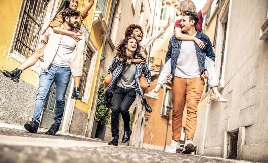 milan young people having fun in the street