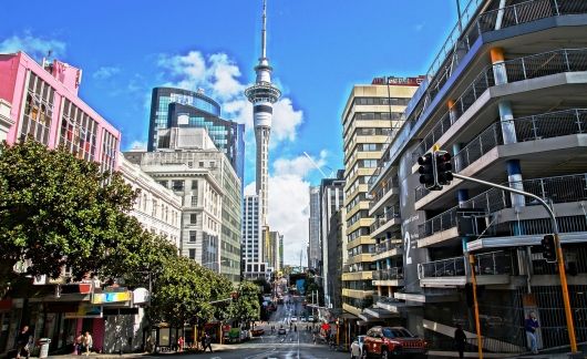 auckland sky tower view from city streets