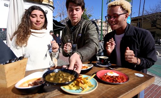 Seville students enjoy local seville cuisine tapas