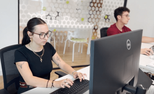Student on computer