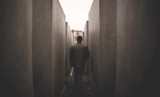 berlin-student-walking-through-holocaust-memorial
