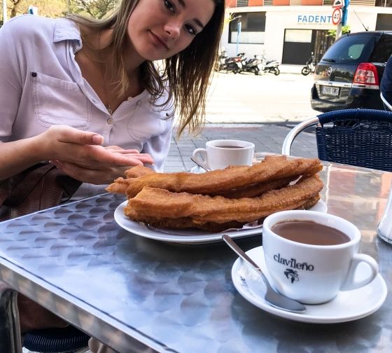 Alicante girl churro coffee