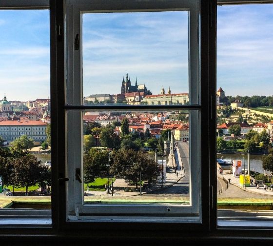 Prague through apartment window