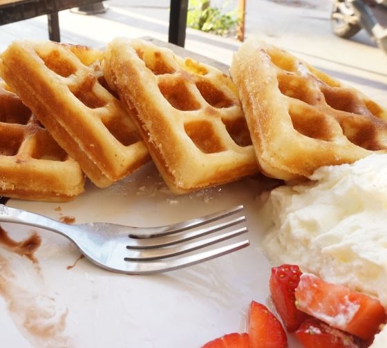 Prague waffles and strawberries