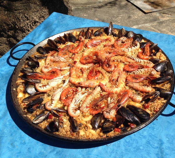 paella seafood dish barcelona spain plate