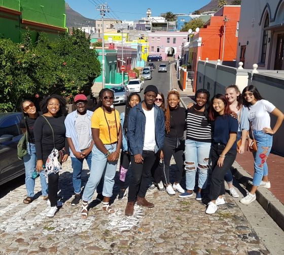 cape town student group posing in street