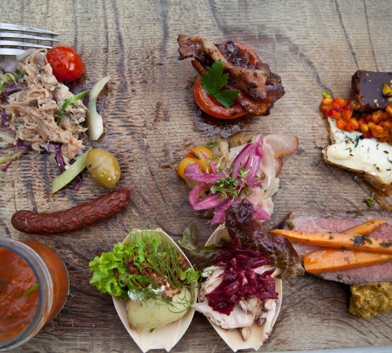 Copenhagen various foods on butcher board