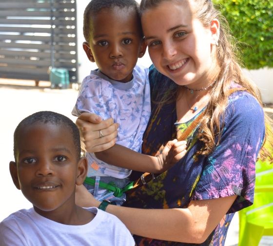 gaborone student with her host brothers