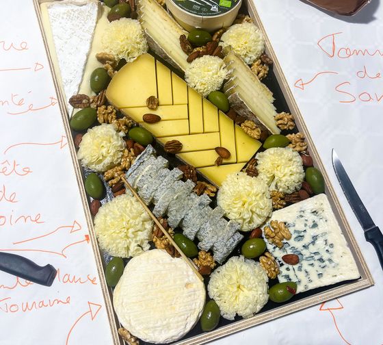 Plate of assorted French cheses