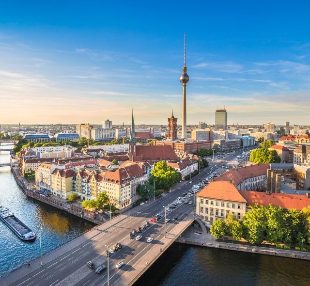 Aerial view of Berlin waterway