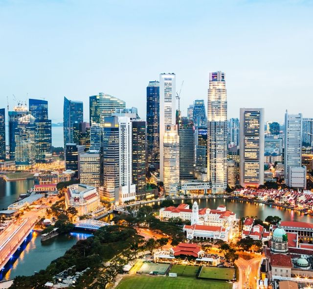 singapore downtown aerial view of buildings