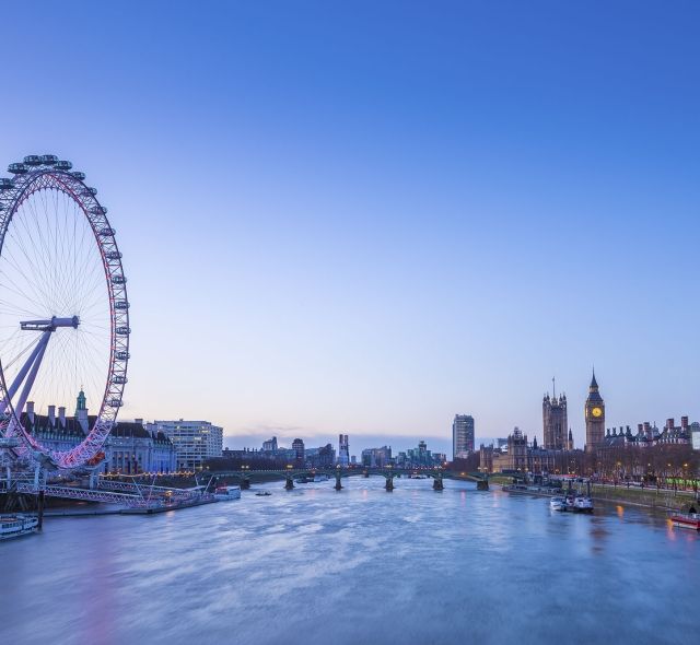 London Eye river at dusk