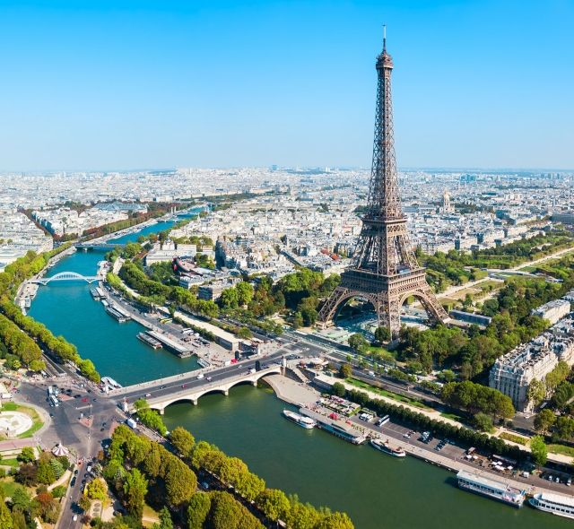 paris eiffel tower aerial view