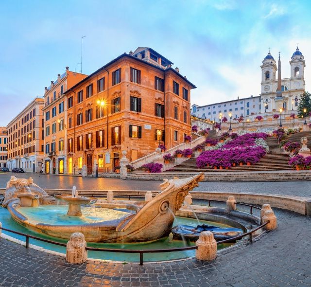 downtown rome spanish steps fountain