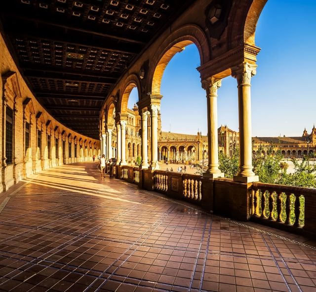 famous plaza in seville spain sun