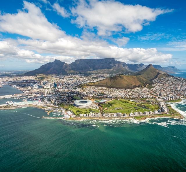 aerial view of cape town south africa coast