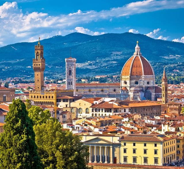 Florence skyline Duomo mountains