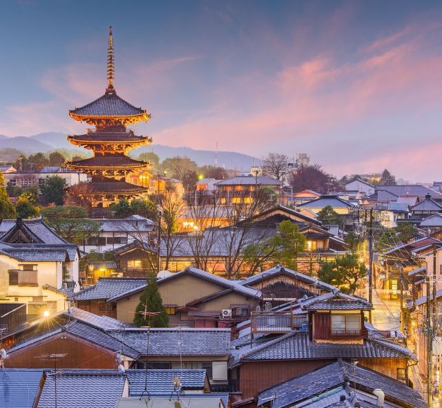 kyoto skyline buildings lit up