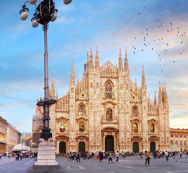 Milan Piazza Duomo at sunset