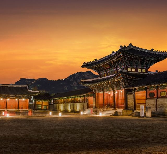 temple seoul south korea sunset