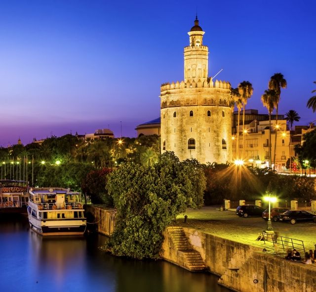 Seville Golden Tower at night