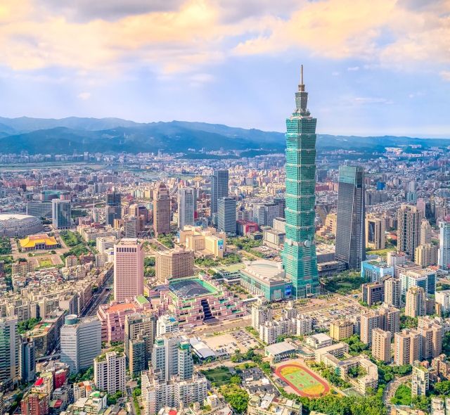 aerial view taipei downtown