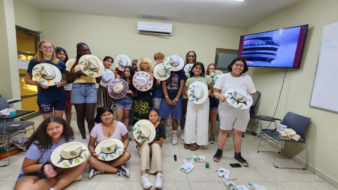 Group with their painted hats