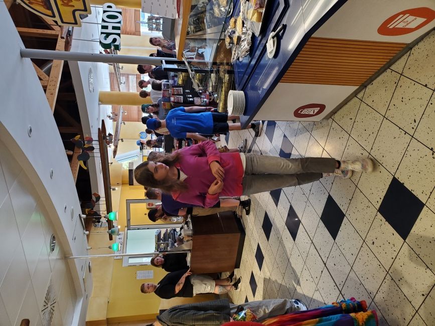 Students getting breakfast at the Jugendherberge (youth hostel)