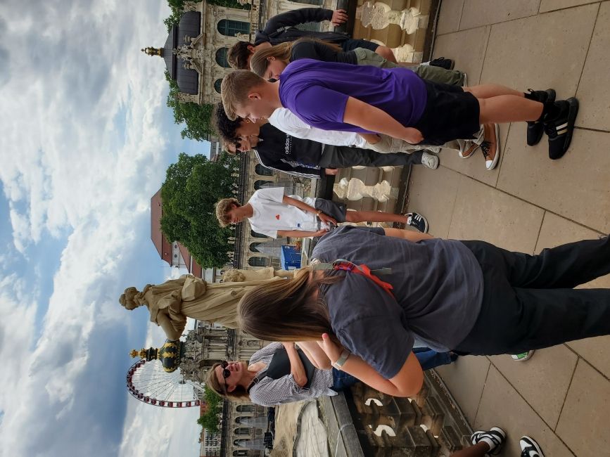 Students on a walking tour of Dresden's Old City