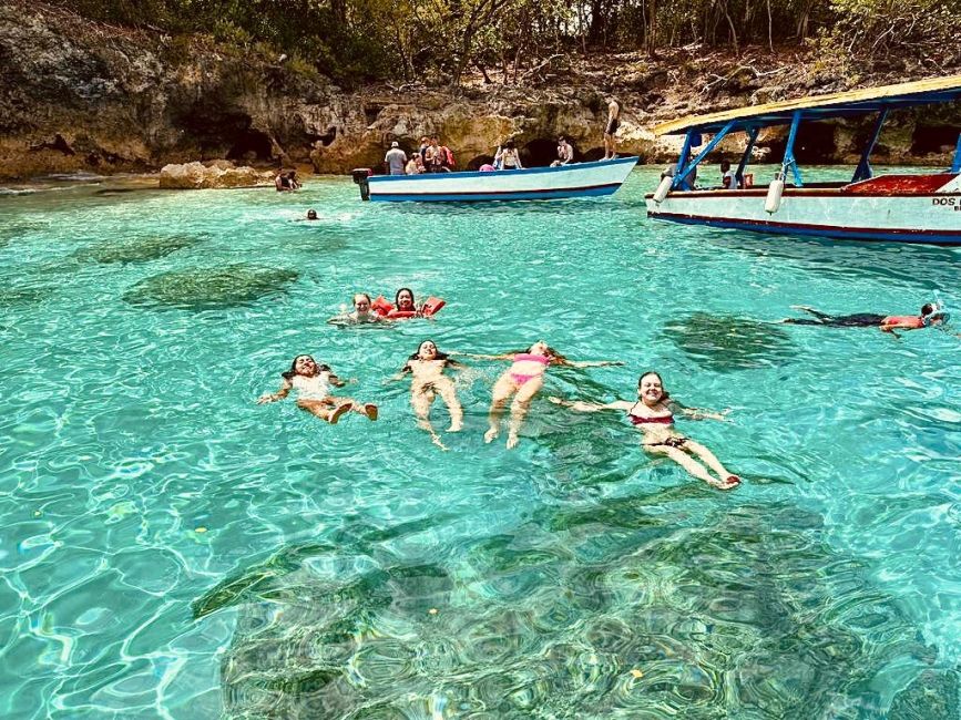 Swimming in the natural pool.