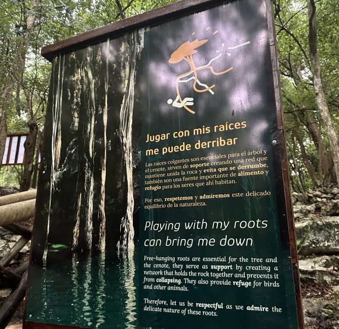 image of sign explaining how playing with vines and branches hurt