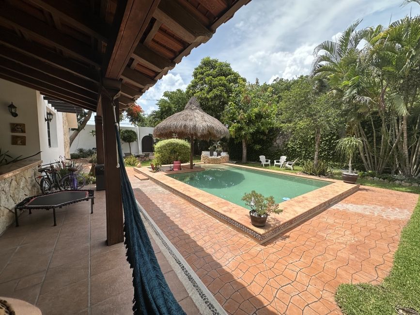 Poolside view at the host family's home