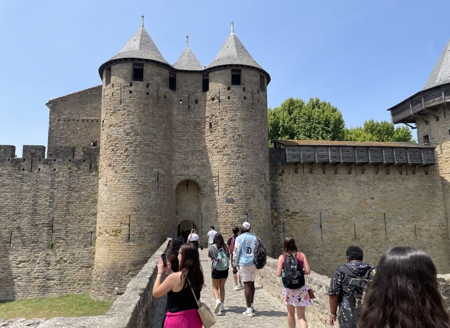 Entering the château