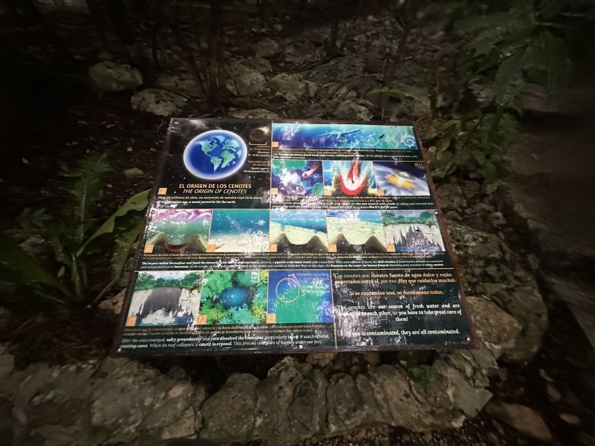 Sign explaining how cenotes came to be