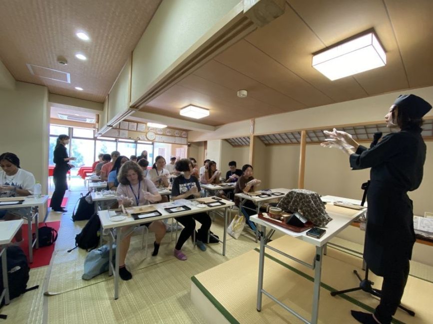 Students making traditional Japanese sweets