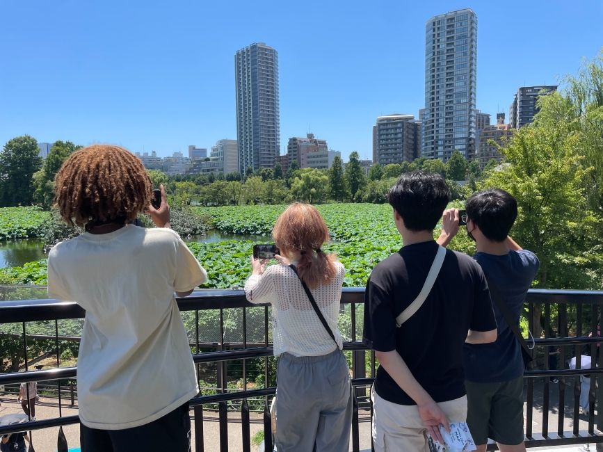 Students taking pictures of nature during their free day