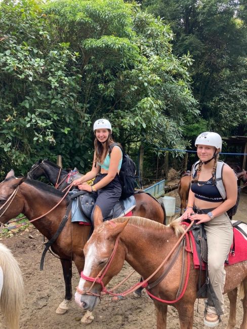 Ava and Hartson ready to tackle the uphill ride on horseback!