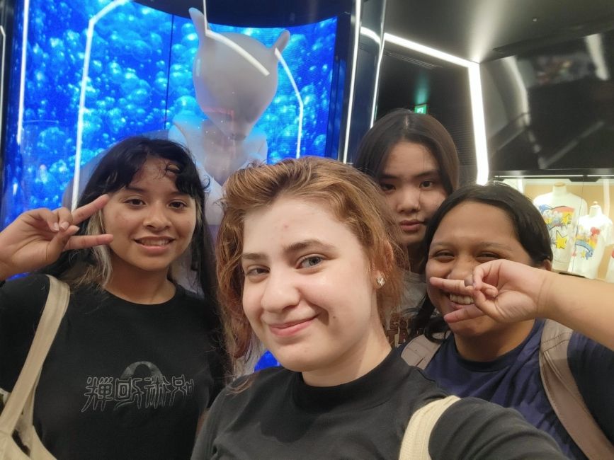 Jaime, Marlaina, Anny, and Helena at Pokémon Center in Shibuya