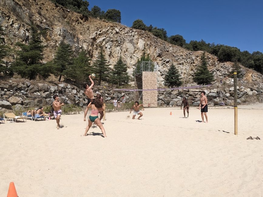 Students playing volleyball