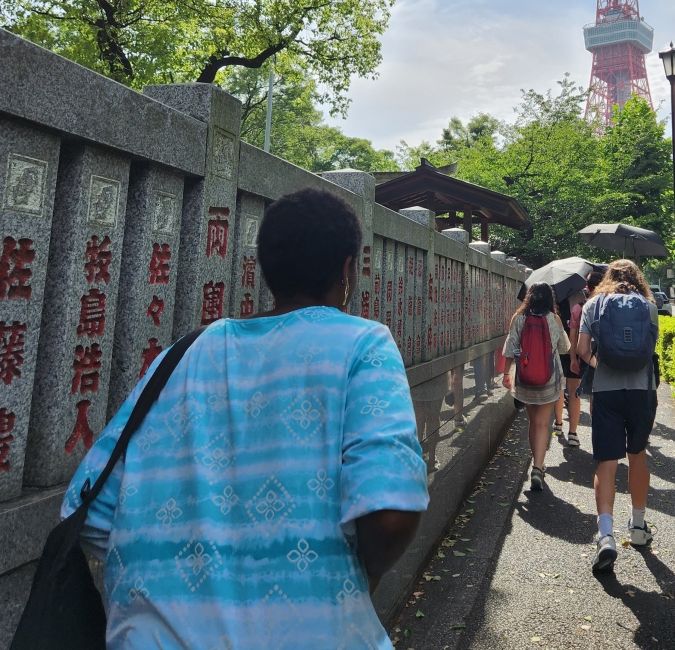 high school summer abroad student walking in tokyo