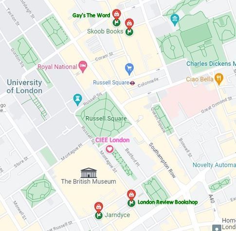 Map of Bookshops in Bloomsbury