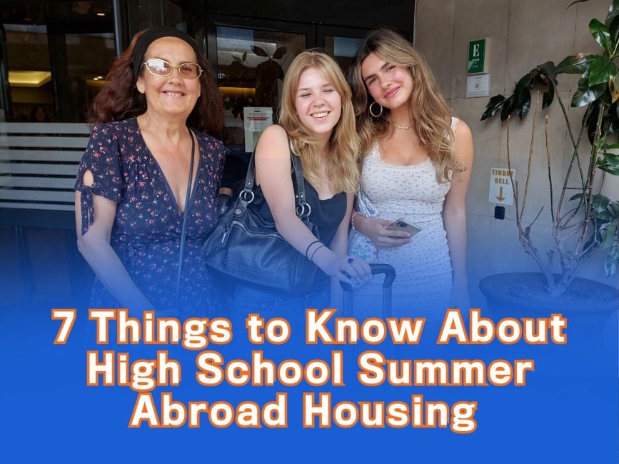Teens with a host family high school summer abroad