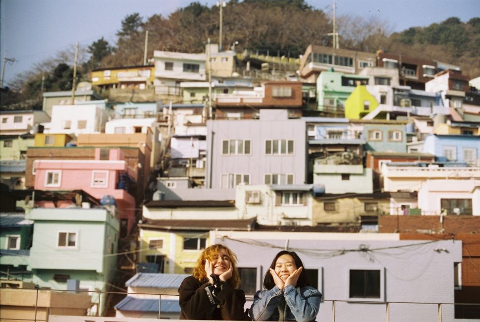 My friends posing by the Gamcheon sign