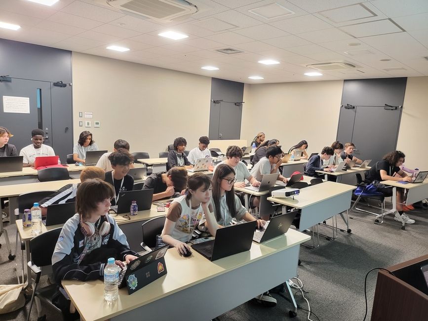 Action shot of students learning in class