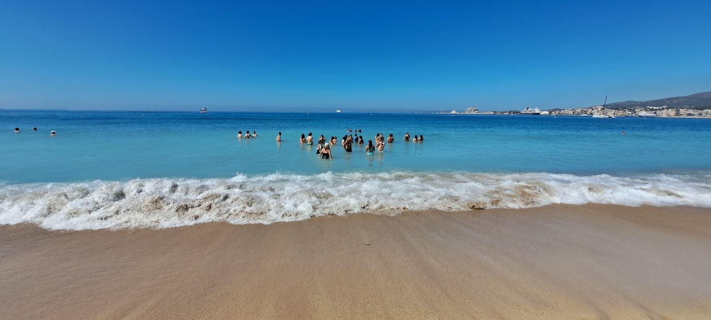Swimming in the sea.