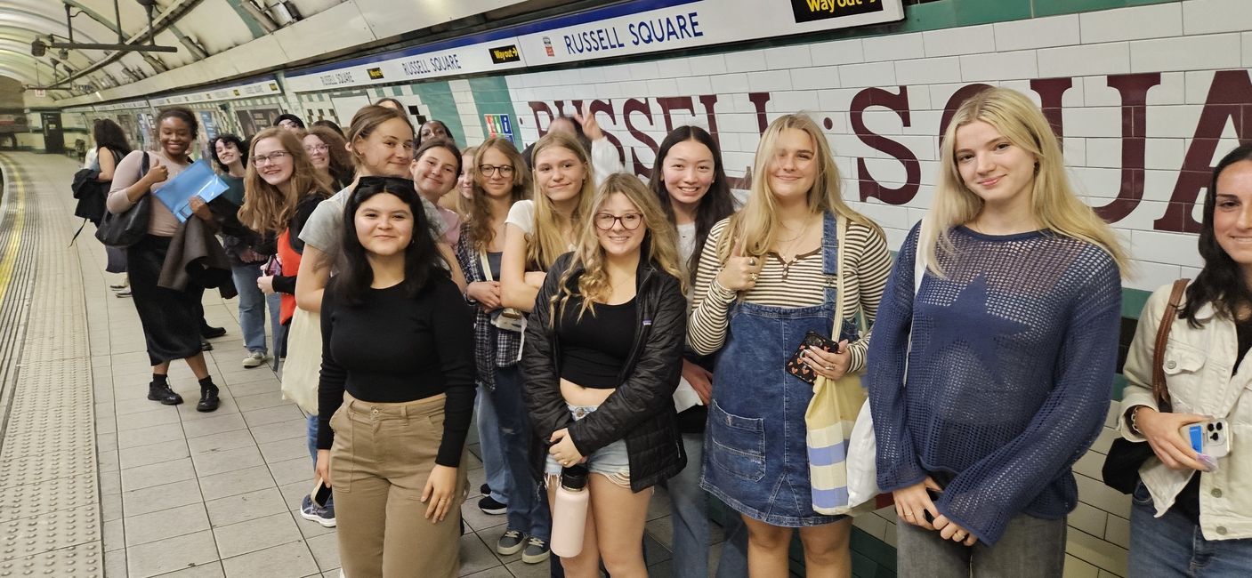 Lining up at Russell Square station to get onto our first Tube adventure