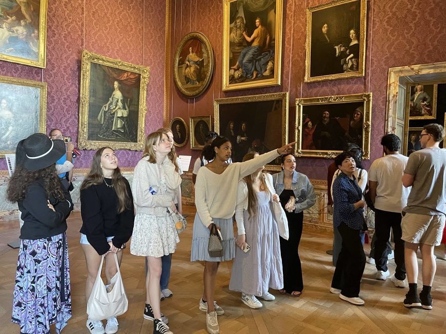 Girls admiring portraits