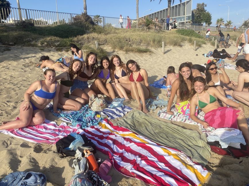 students at beach
