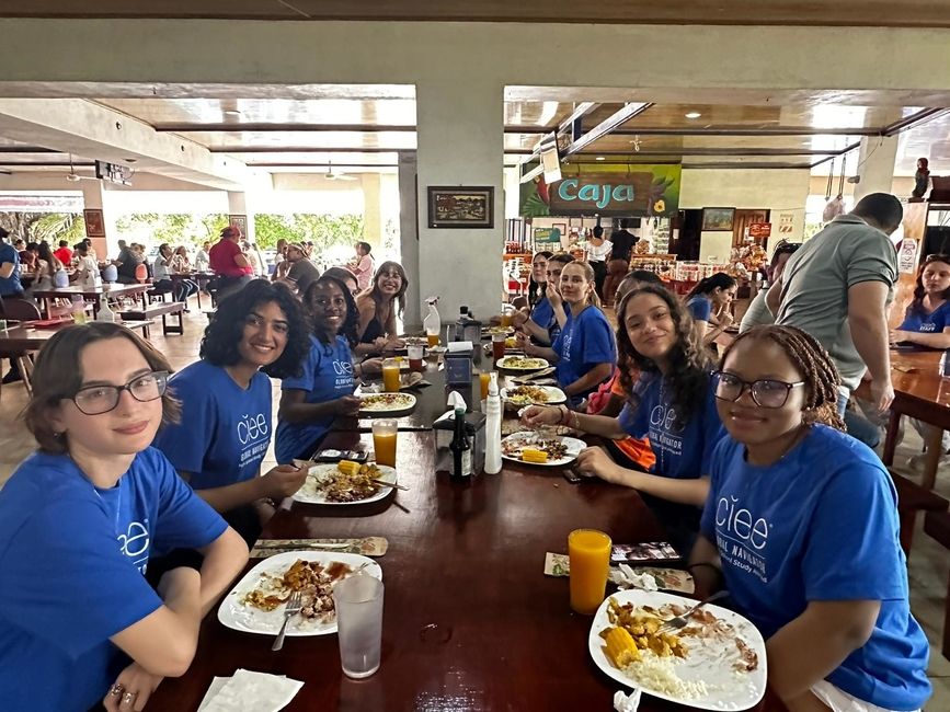 Enjoying a Costa Rican lunch