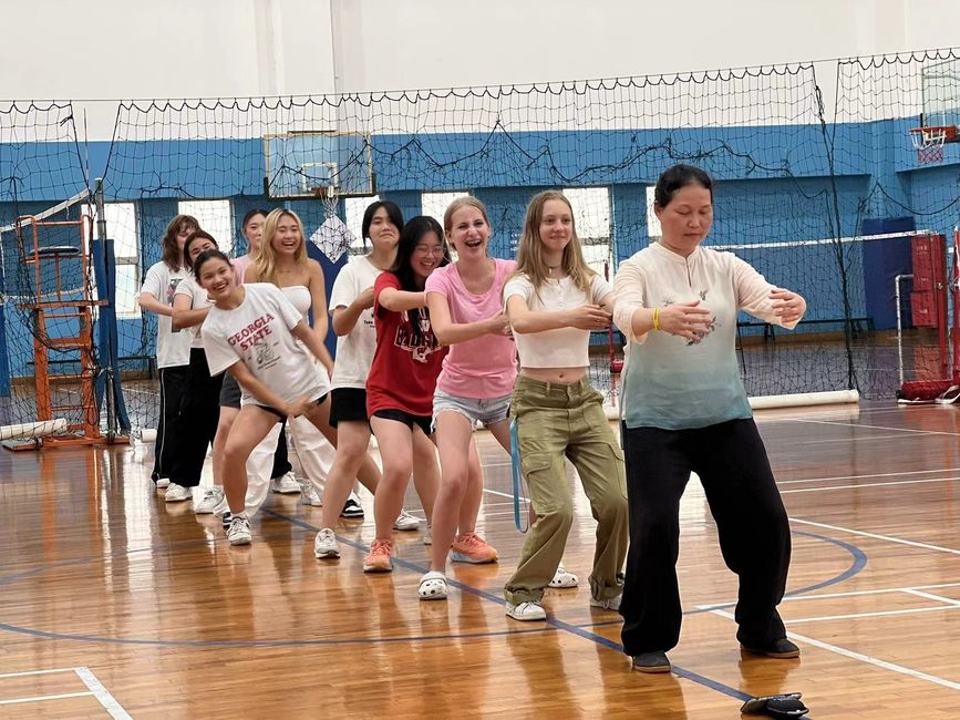 8-part qigong dancing trying to keep up with instructor!